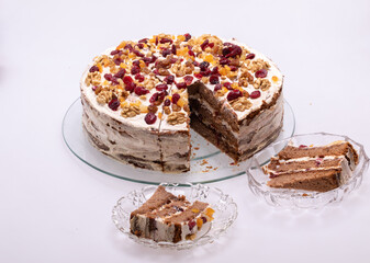 gingerbread cake sprinkled with dried fruits