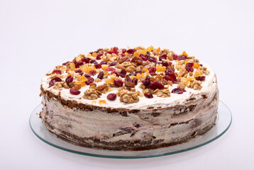 gingerbread cake sprinkled with dried fruits