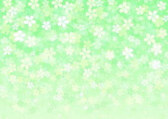 かわいい花が咲く新緑の背景イラスト no.04