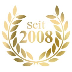 Seit Jahr 2008 Goldlorbeerkranz mit deutschem Text Vektor auf weißem Hintergrund