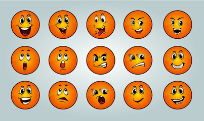Naklejka premium set of emoticon smile icons. Cartoon emoji set. Vector emoticon set
