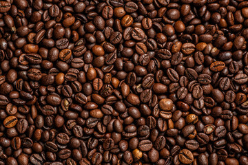 beautiful background with whole grains beans flavored coffee for restaurant and menu advertising