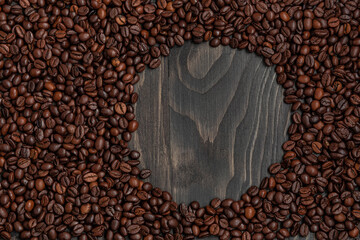 beautiful background with whole grains beans flavored coffee for restaurant and menu advertising