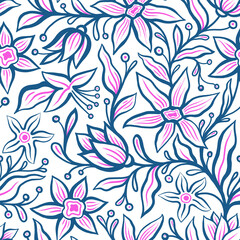 Fototapeta premium Abstract graphic seamless pattern of stylized plants.