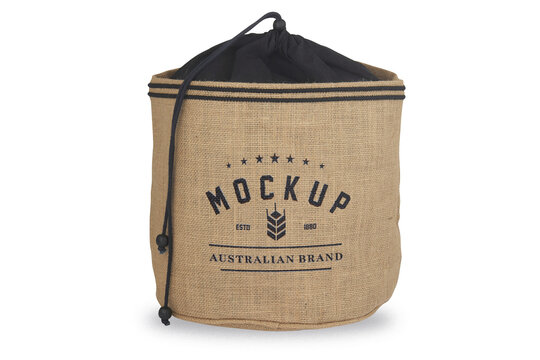 Burlap Sack With Logo Mockup