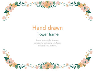 手書きの花のフレーム、背景 Hand drawn flower frame vector illustration