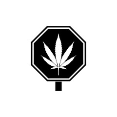 Marijuana Pot Weed Cannabis Road Sign isolated on white background