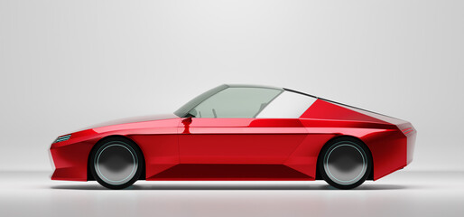 Fototapeta na wymiar Generic red brandless EV car isolated on white background. 3d rendering