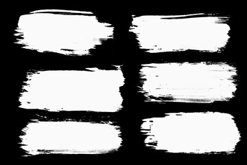 set black strokes of paint isolated on a white background.