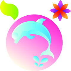 dolphin logo flower leaf design illustrator 
