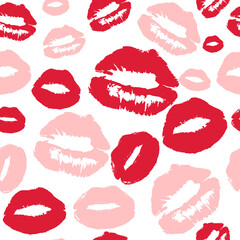 Seamless pattern with lipstick traces.
