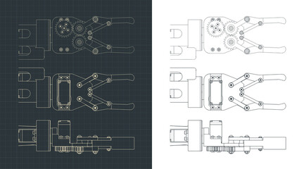 Naklejka premium Robotic arm blueprints