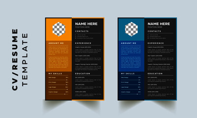 Clean Modern Resume Layout Vector Template for Business Job Applications, Minimalist resume cv template, Resume design template, cv design, multipurpose resume design