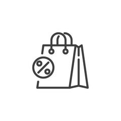 Shopping discount sale line icon. linear style sign for mobile concept and web design. Shopping bag with percentage outline vector icon. Symbol, logo illustration. Vector graphics
