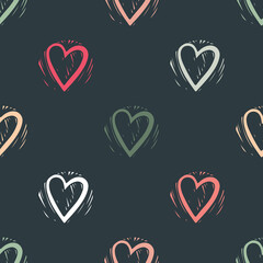 Abstract seamless pattern of hearts. Valentines Day theme.. Vector Repeating textile wallpaper for boys and girls.