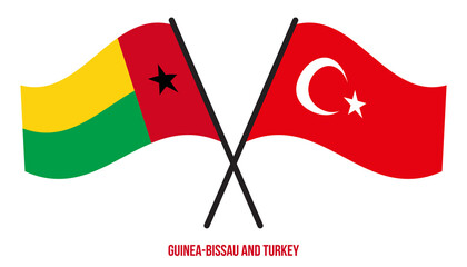 Guinea-Bissau and Turkey Flags Crossed And Waving Flat Style. Official Proportion. Correct Colors.