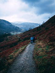 Fototapeta na wymiar Hikers in the Lake District, UK