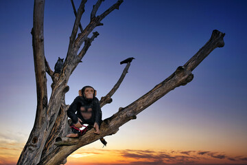 Schimpansenfigur auf einem Baum