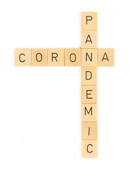 Corona pandemic letters, isolated