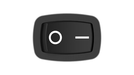 3D rendering of a on off switch black computer model electric mechincal device button on white background isolated.