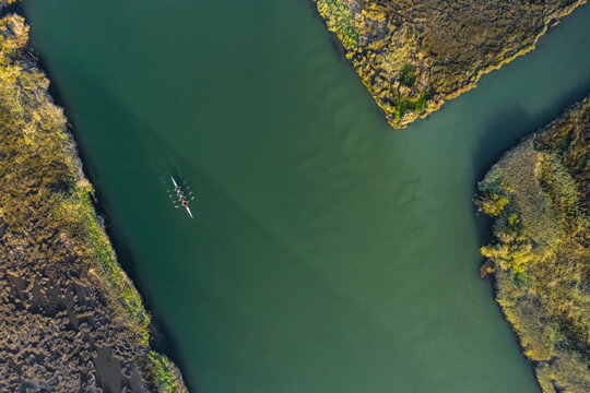 Aerial view of a Kayak, in Ria de Aveiro, Portugal