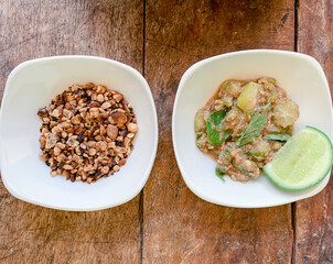sambal averrhoa bilimbi (belimbing wuluh) with fried peanut.
