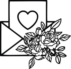 Floral Envelope Valentine Vector Illustration