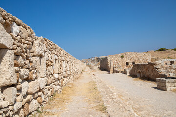 Ancient Ruins Bulding whit old Windows of a Venetian Citadel in Fortezza, Rethymno