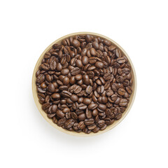 Isolated coffee beans arabica on white background with top view