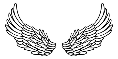 Fototapeta premium Angel or bird wings abstract sketch isolated on white. doodle illustration. For your design