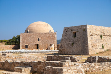 Ancient Ruins Bulding whit old Windows of a Venetian Citadel in Fortezza, Rethymno