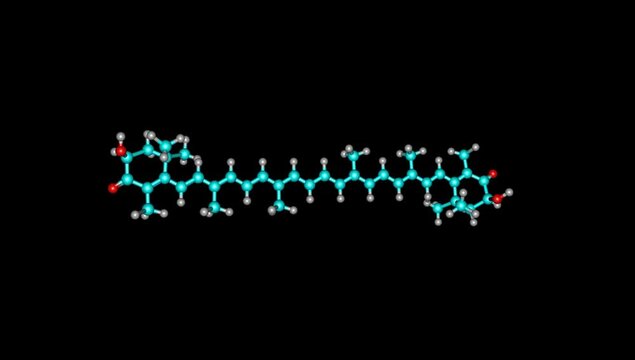 Astaxanthin molecule rotating video on black