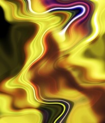 Yellow orange fluid forms abstract background with fire