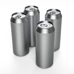 Aluminum cans for drinks on a white background, 3d rendering