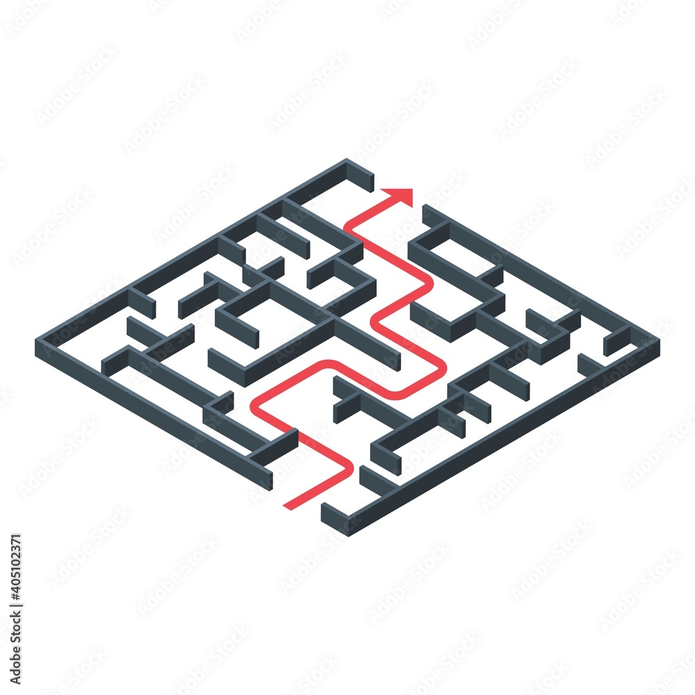 Poster maze solution icon. isometric of maze solution vector icon for web design isolated on white backgrou