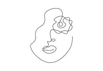 Woman abstract portrait. Continuous line drawing of face, fashion minimalist concept, vector illustration. Contemporary minimalist art