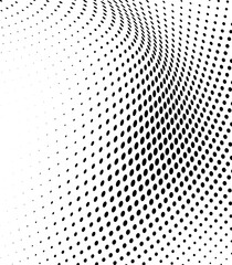 The halftone texture is monochrome. Chaotic waves of black dots on a white background