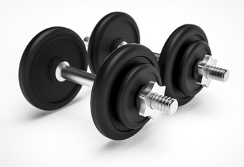 Two dumbbells on white isolated background