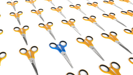 several scissors on a white background