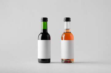 Wine Quarter / Mini Bottle Mock-Up - Two Bottles. Blank Label