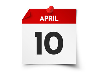 April 10 day calendar