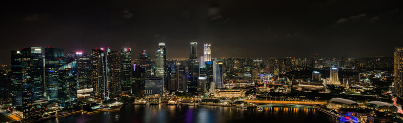 Singapore skyline downtown panorama aerial view.