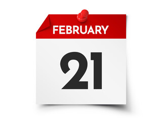 February 21 day calendar - obrazy, fototapety, plakaty
