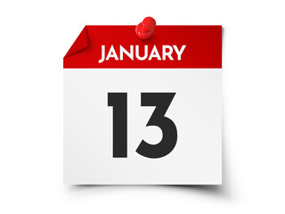 January 13 day calendar