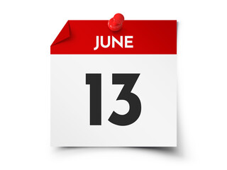 June 13 day calendar