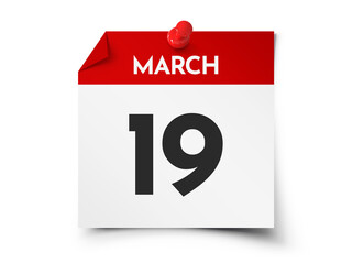 March 19 day calendar