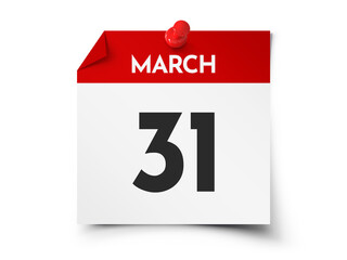 March 31 day calendar - obrazy, fototapety, plakaty