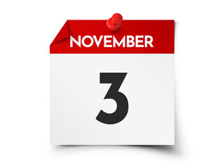 November 3 day calendar