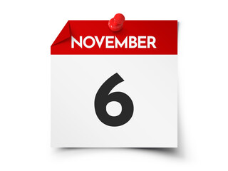 November 6 day calendar