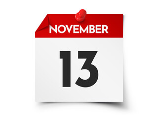 November 13 day calendar